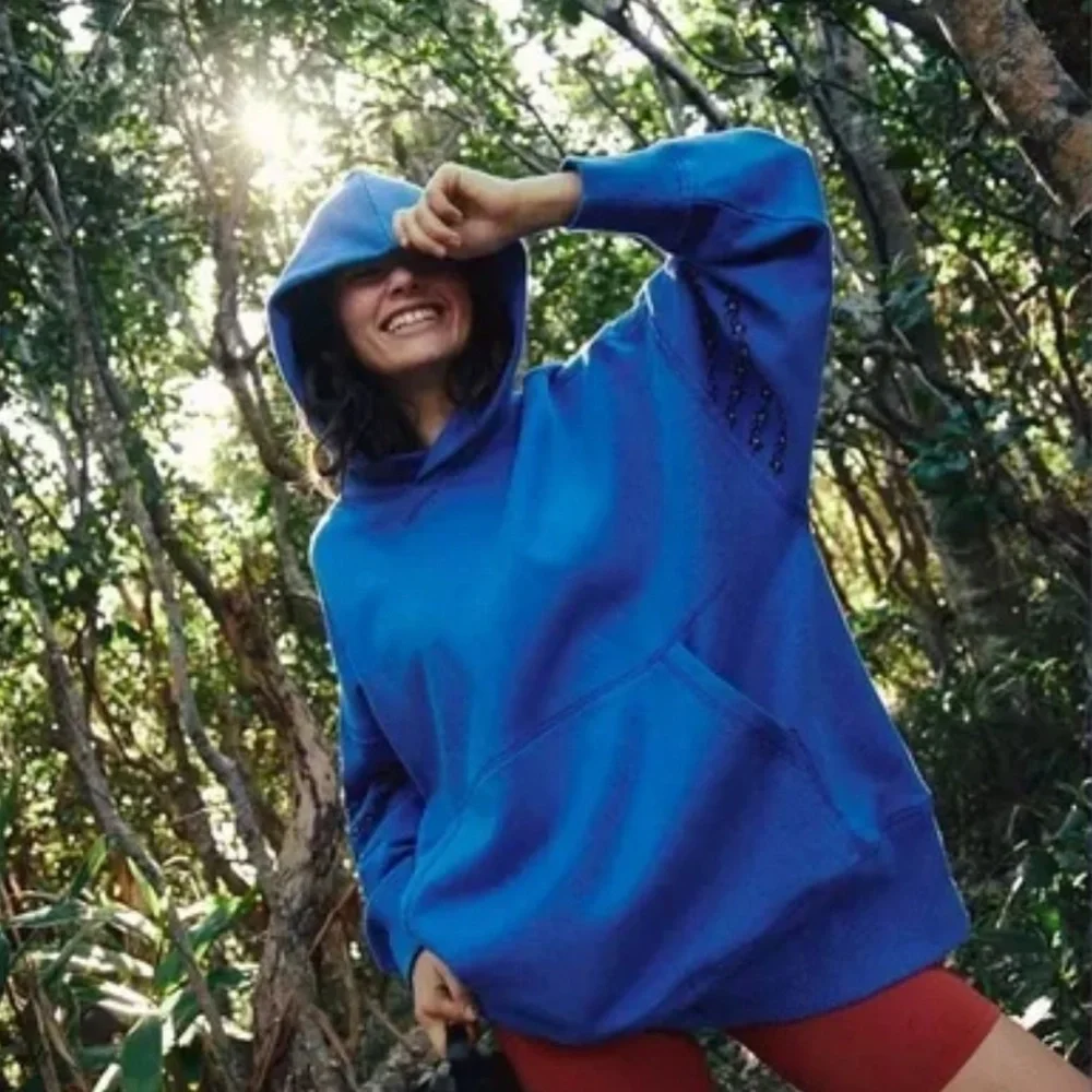 NWT FP Movement At My Best Embroidered Sweat Hoodie In Steller Blue SOLD OUT COL - Picture 2 of 6